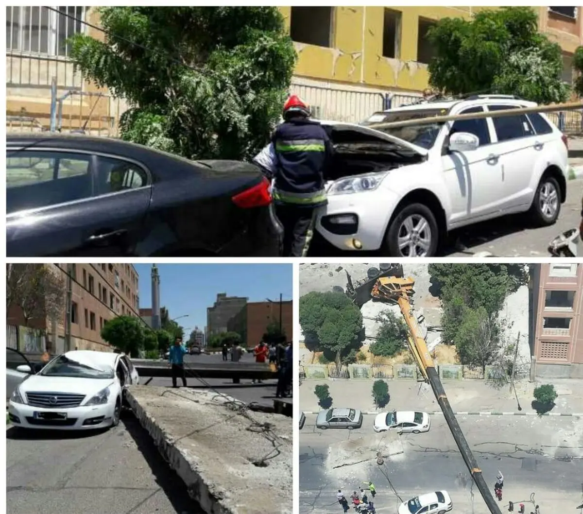 سقوط جرثقیل در نگین پارک تبریز / مجروج‌شدن یک نفر و خسارت به 3 خودرو