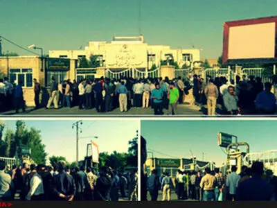 کارگران مجموعه طلای آق‌دره همزمان تجمع کردند