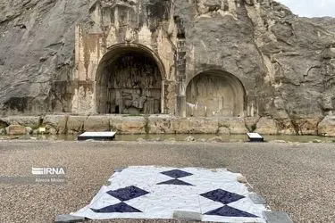 نماد «سپر آبی» در تاق‌بستان کرمانشاه نصب شد