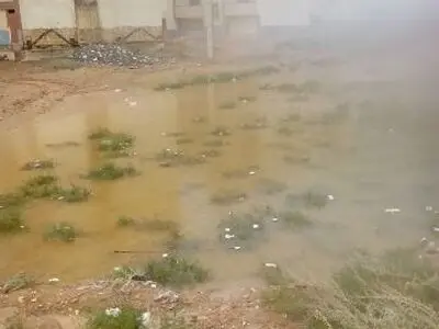 بخش شرقی پروژه مسکن مهر فرهنگ شوشتر دچار آب‌گرفتگی شد