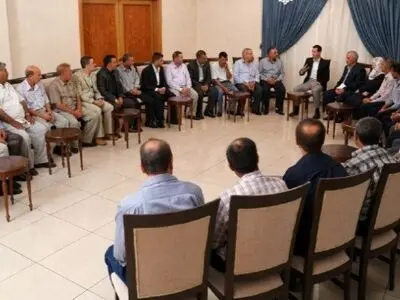 قدردانی بشار اسد از کارگران یک کارخانه سیمان در کاخ ریاست جمهوری+تصاویر