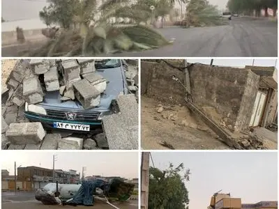 طوفان موجب مسدود شدن خیابان‌ها و قطعی برق در لامرد شد