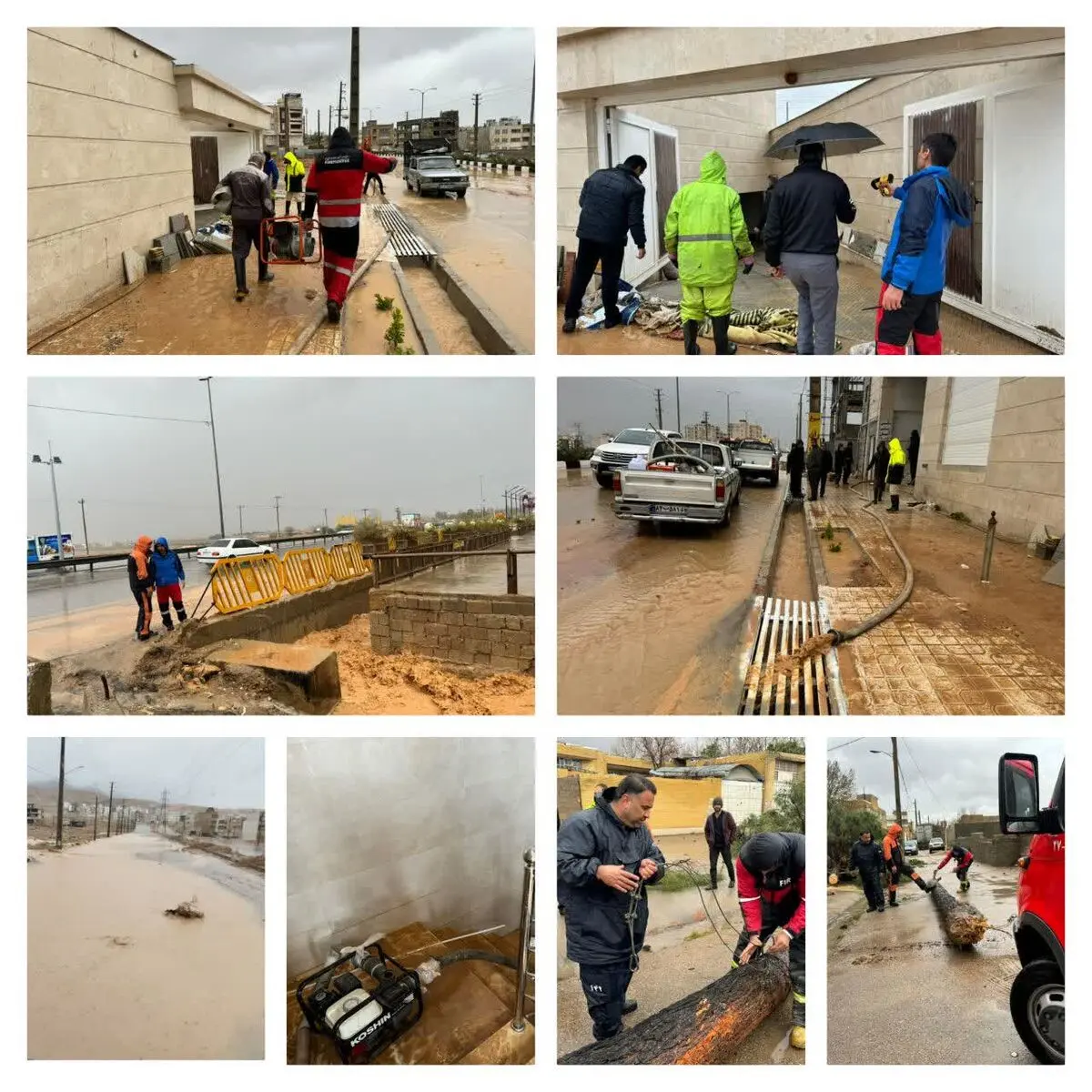 تلاش آتش نشانان شیرازی برای امداد رسانی در بارندگی
