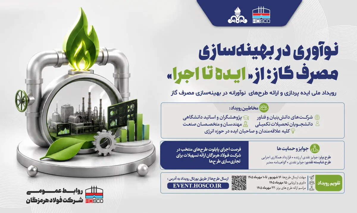  نوآوری در بهینه‌سازی مصرف گاز؛ «از ایده تا اجرا» در فولاد هرمزگان