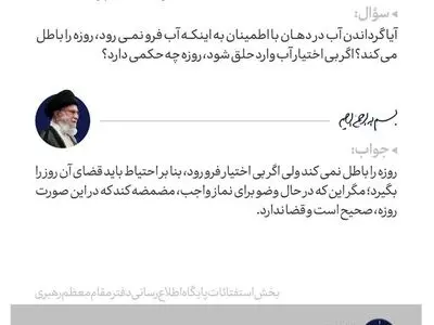 حکم شستشوی دهان برای روزه‌دار از نظرحضرت آیت الله خامنه‌ای