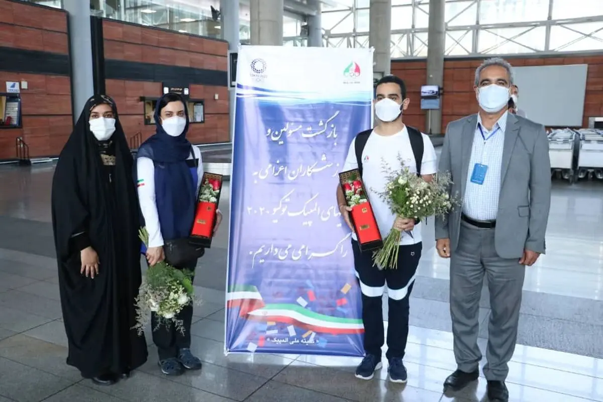 صداقت و هاشمی با استقبال عضو هیات اجرایی کمیته ملی المپیک وارد ایران شدند