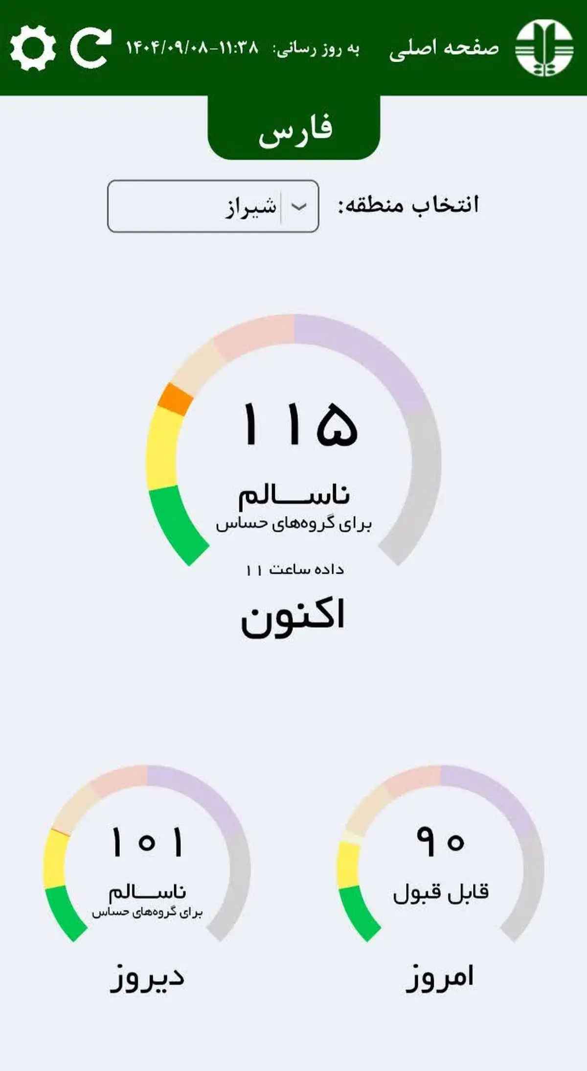 ۷ ایستگاه سنجش هوای شیراز به شبکه ملی پایش آلودگی هوا پیوستند