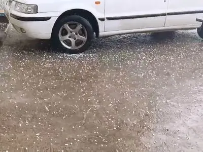 بارش تگرگ در قوشاچای «میاندوآب» + فیلم
