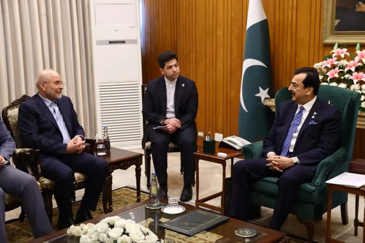 دیدار قالیباف با کفیل ریاست جمهوری پاکستان و اهدای هدیه به او
