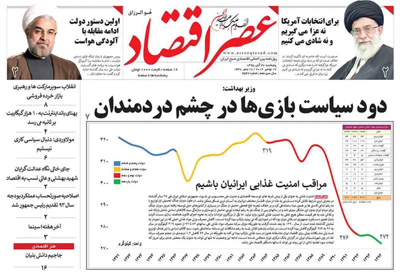 صفحه اول روزنامه ها پنجشنبه 27 آبان