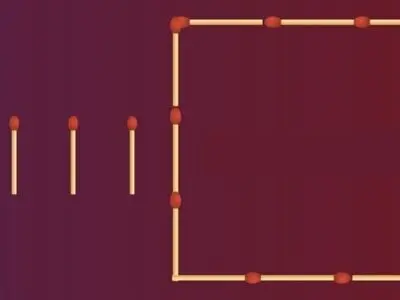 تست هوش: با اضافه کردن 4 چوب کبریت، مربع را به دو قسمت مساوی تقسیم کنید