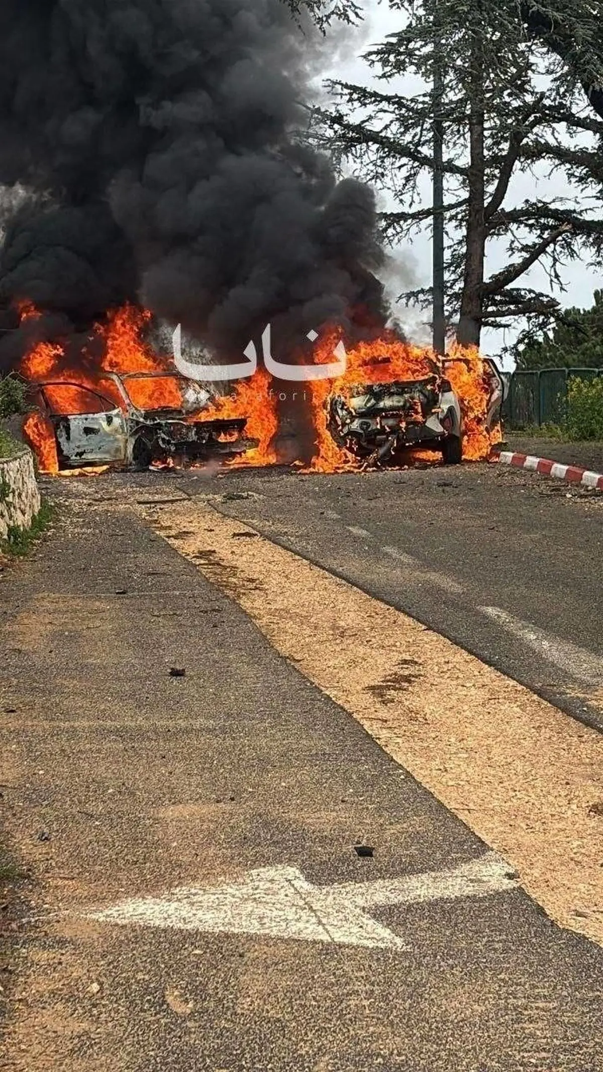 تصاویر اولیه از خودروهای مورد اصابت قرار گرفته توسط حزب‌الله + فیلم