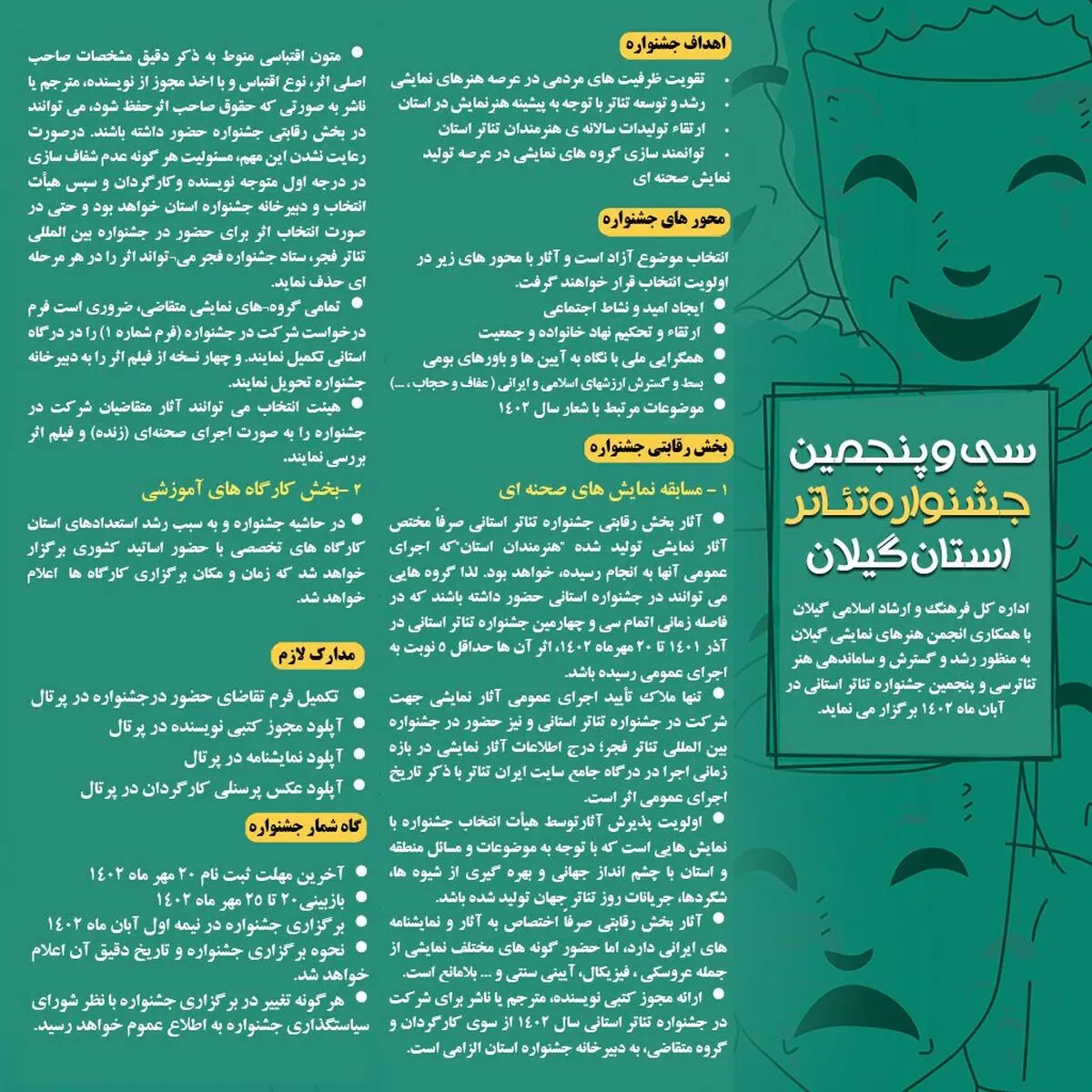 فراخوان «سی و پنجمین جشنواره تئاتر» در گیلان
