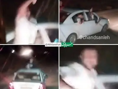 ویدیوی حمله سرنشینان دو خودرو سواری به اتوبوس محور کرمان
