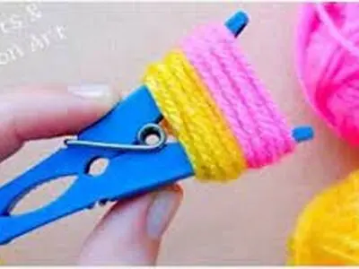 ایده ساخت گل کاموایی با گیره رخت + فیلم