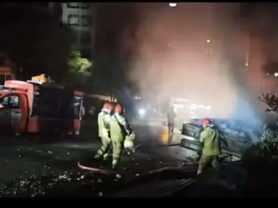 انفجار و آتش‌سوزی تریلر حامل میلگرد در عظیمیه کرج/حادثه مصدومی نداشت