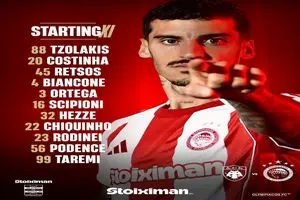 طارمی در ترکیب اصلی المپیاکوس مقابل آاک آتن