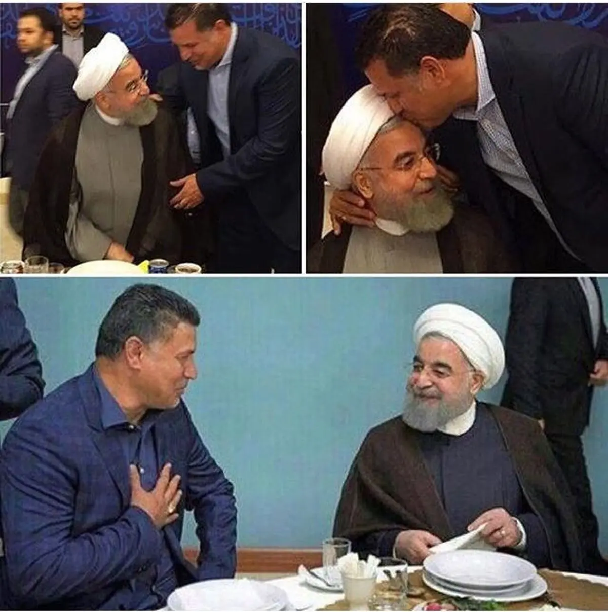  خوش و بش گرم رییس جمهور با اقای گل
