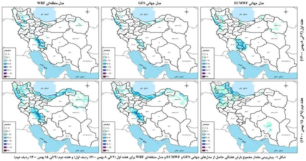 پایان بارش‌های ۲۰۰ میلی‌متری/ حداکثر بارش هفته آینده ۷۶.۸ میلی‌متر است