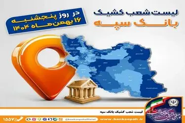 اعلام فهرست شعب کشیک بانک سپه در تهران و استان‌ها / پنجشنبه، شانزدهم بهمن ماه