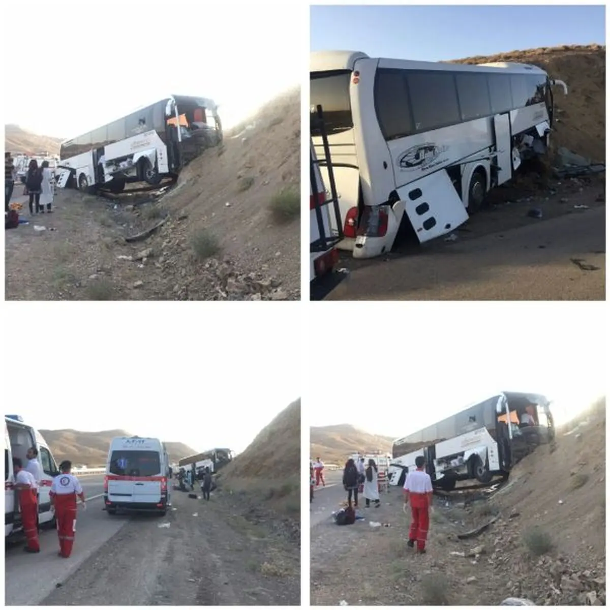 خروج اتوبوس مسافربری از جاده، 24 مجروح برجای گذاشت