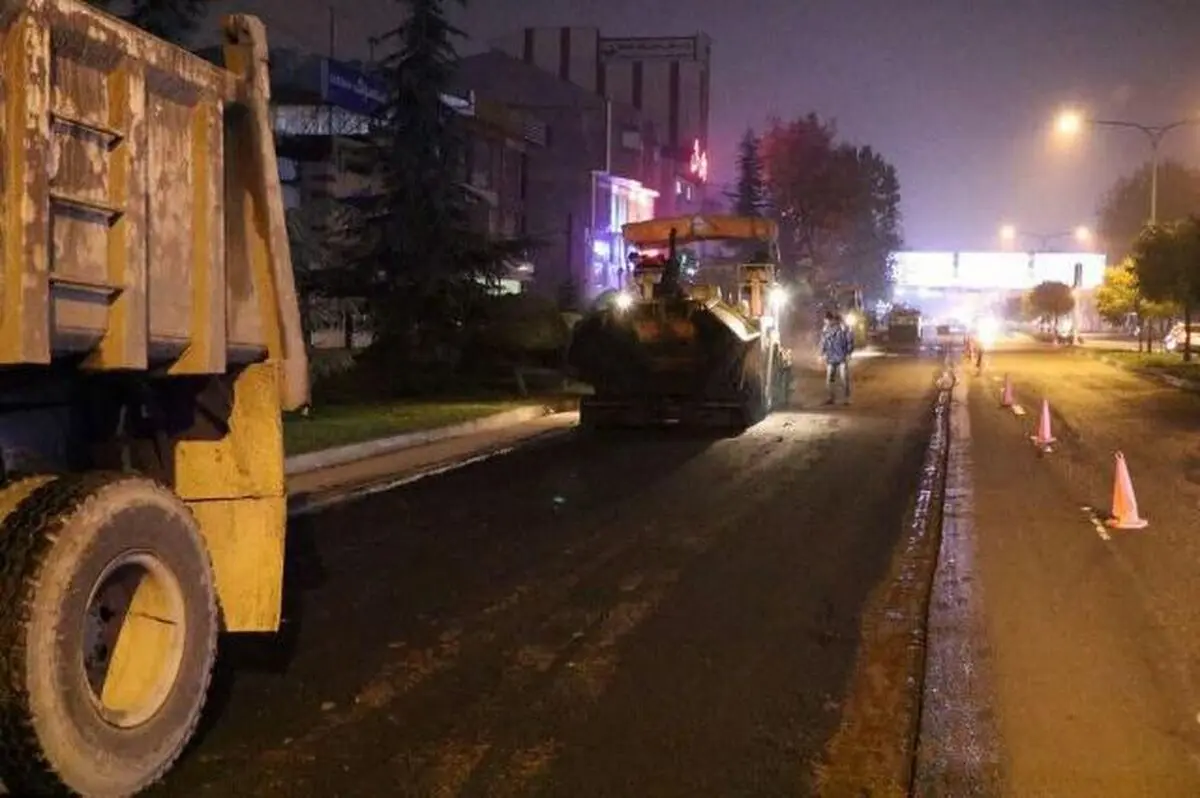 آسفالت مسیر گلباغ نماز به طرف چهار راه گلسار و پل بوسار رشت