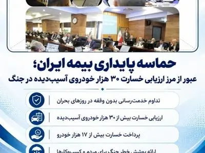 حماسه پایداری بیمه ایران؛ عبور از مرز ارزیابی خسارت ۳۰ هزار خودروی آسیب‌دیده در جنگ
