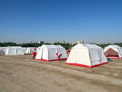 برپایی اردوگاه اسکان اضطرارى جمعیت هلال احمر ایران براى آوارگان سورى 