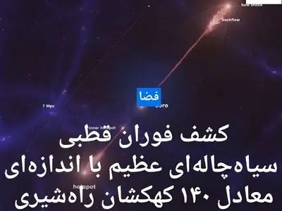 کشف بزرگترین فواره قطبی‌ سیاه‌چاله‌ای کیهان با اندازه‌ای معادل ‍۱‍۴۰ کهکشان راه‌شیری + فیلم