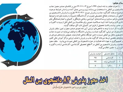 اخذ مجوز پذیرش ۸۴ دانشجوی بین‌الملل در دانشگاه اراک