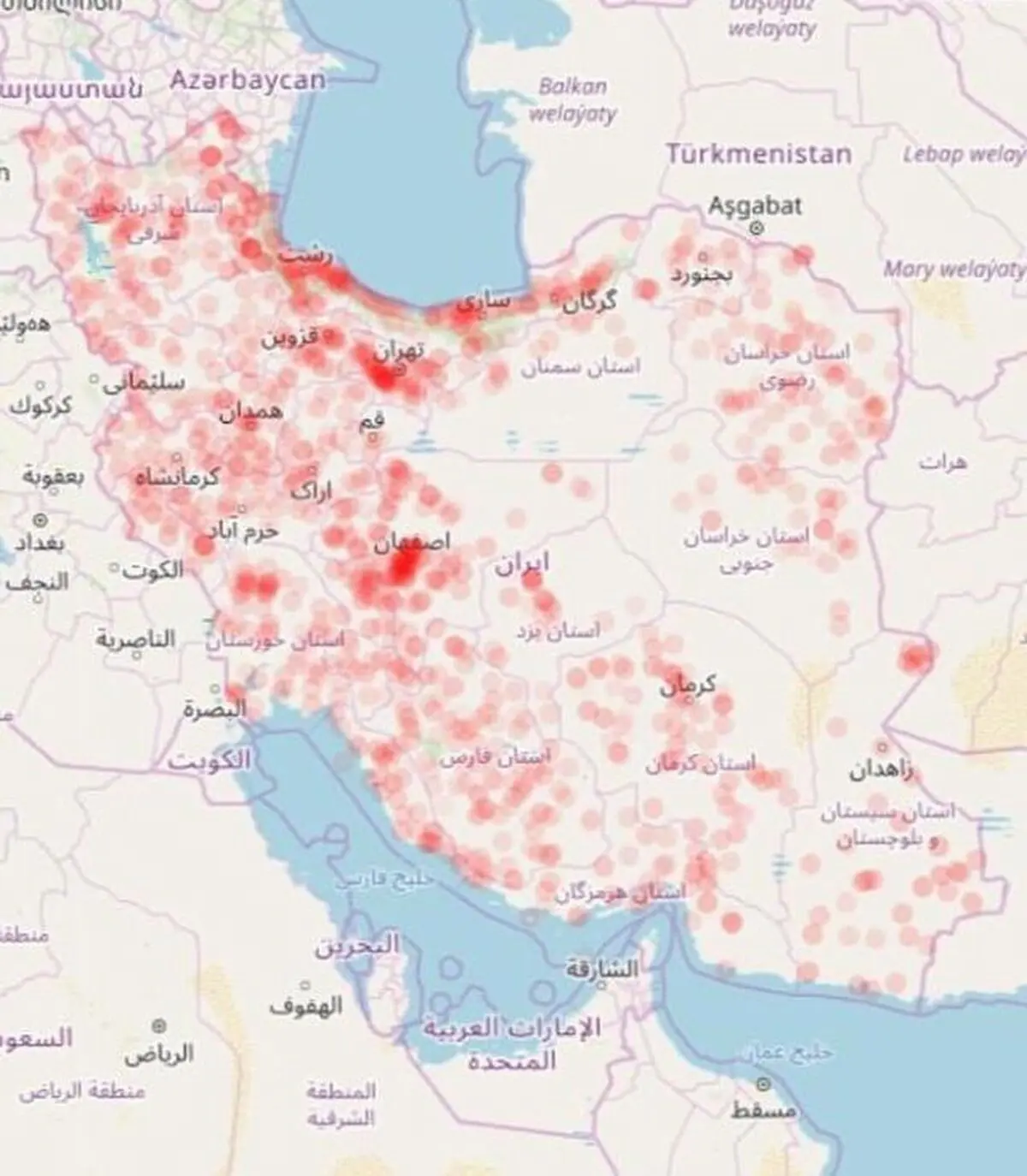 نقشه میزان خطر ابتلا به کرونا در استان‌های مختلف کشور+ تصویر
