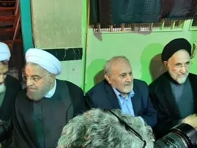 خاتمی و روحانی در مراسم بزرگداشت والده همسر سید حسن خمینی