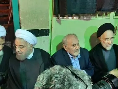 خاتمی و روحانی در مراسم بزرگداشت والده همسر سید حسن خمینی