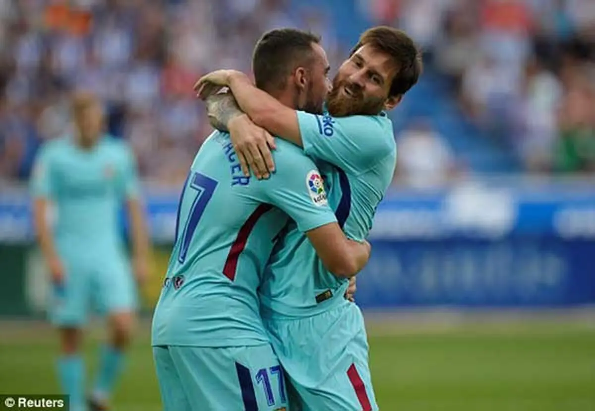 آلاوز 0 - 2 بارسلونا ؛ دبل مسی بارسا را صدرنشین کرد