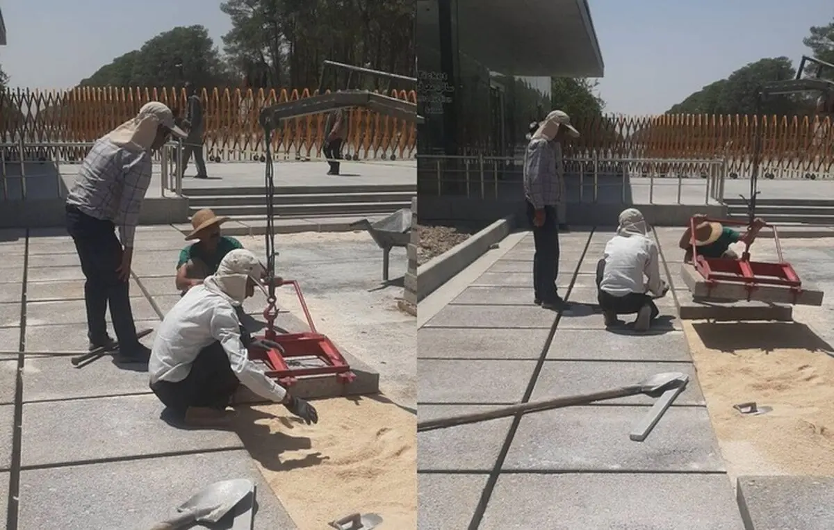 کف‌فرش‌های ورودی به تختگاه تخت‌جمشید مرمت می‌شود