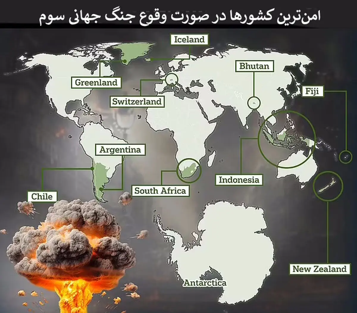 ۱۲ کشور امن در صورت شروع جنگ جهانی سوم 