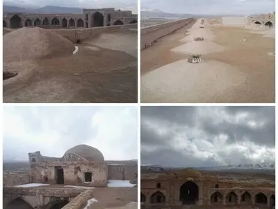  مرمت اضطراری بام کاروانسرای شاه‌عباسی آهوان پایان یافت
