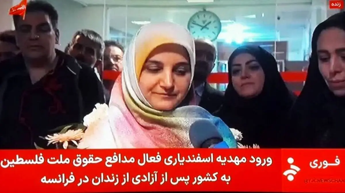 مهدیه اسفندیاری پس از ۱۴ ماه اسارت در فرانسه وارد ایران شد