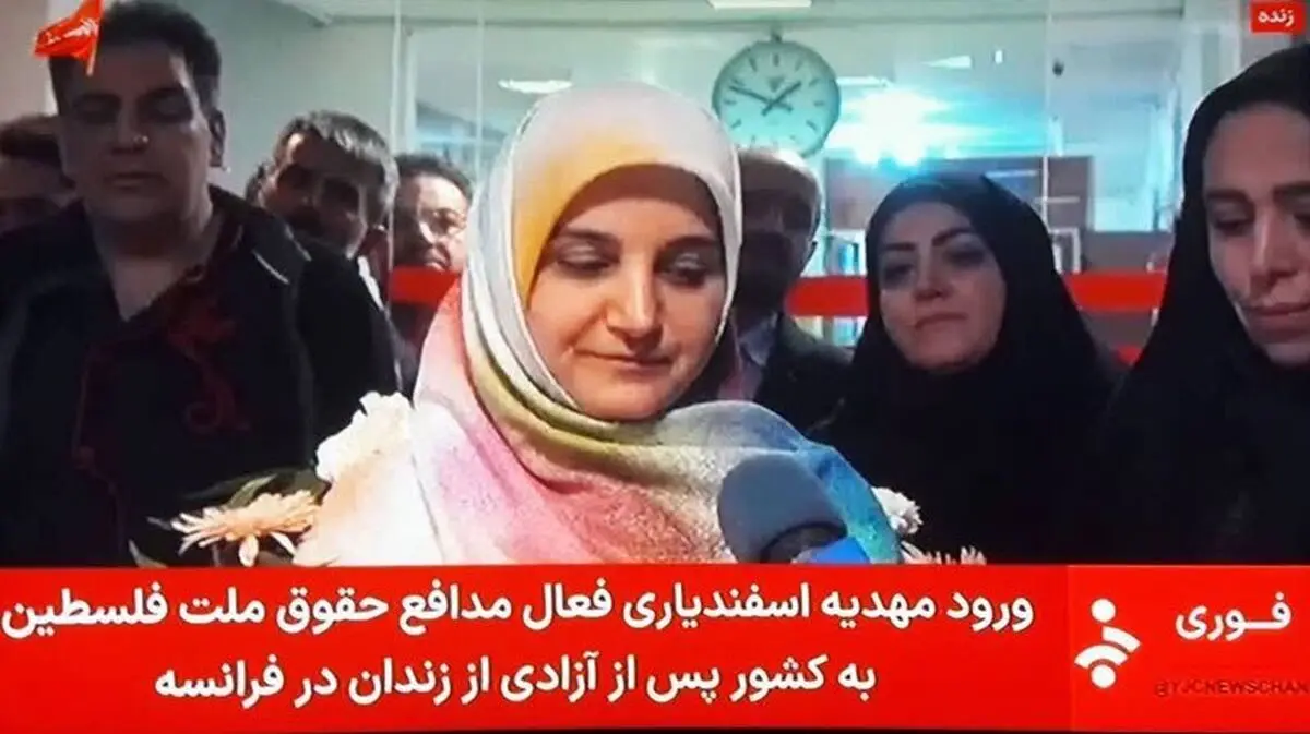 مهدیه اسفندیاری پس از ۱۴ ماه اسارت در فرانسه وارد ایران شد