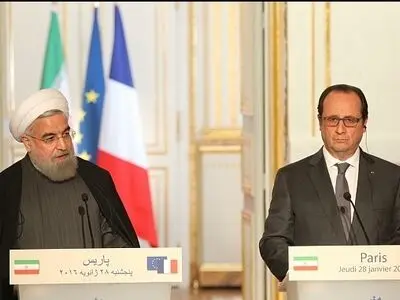 روحانی: تنش‌های منطقه باید از طریق دیپلماسی حل شود/اولاند:تحکیم روابط تهران و پاریس به نفع دو ملت، منطقه و جهان است