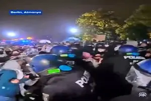 حمله پلیس آلمان به تظاهرات حامی فلسطین + فیلم