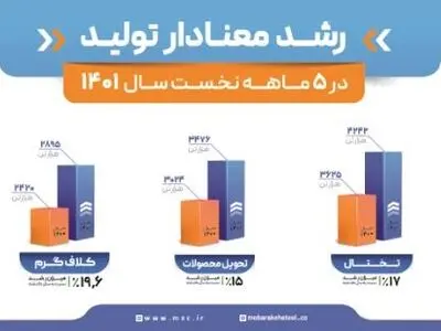 رشد معنادار تولید در پنج‌ماهه نخست سال 1401
