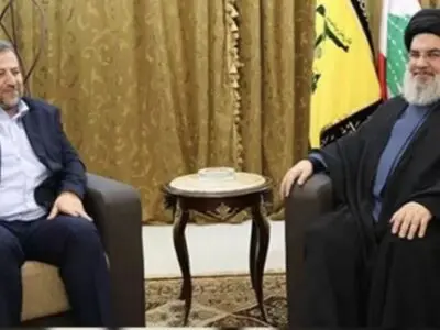 دیدار هیأتی از رهبران حماس با سیدحسن نصرالله