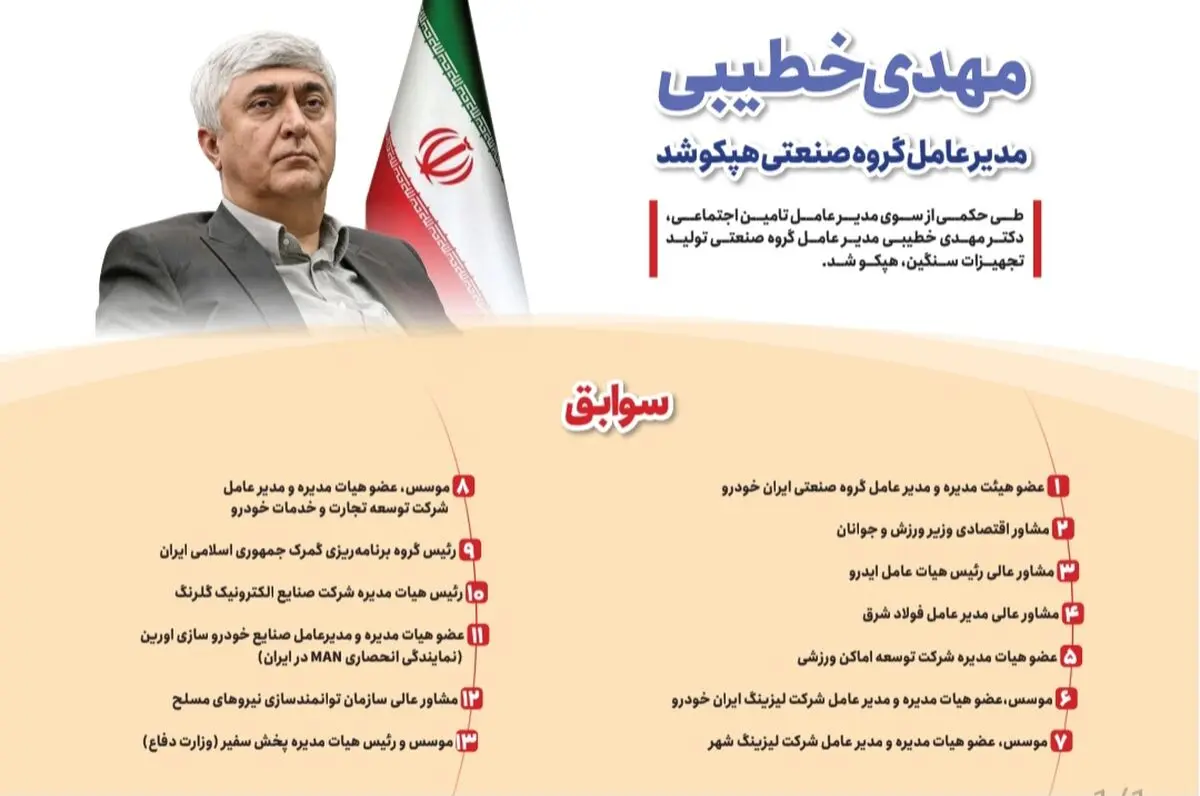 مهدی خطیبی مدیر عامل گروه صنعتی هپکو شد 