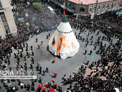 مراسم خیمه‌سوزان ظهر عاشورا در چهارراه گلوبندک تهران /2