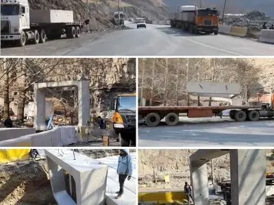 عملیات حمل و نصب باکس‌های بتنی آبروهای محور کرج_کندوان آغاز شد