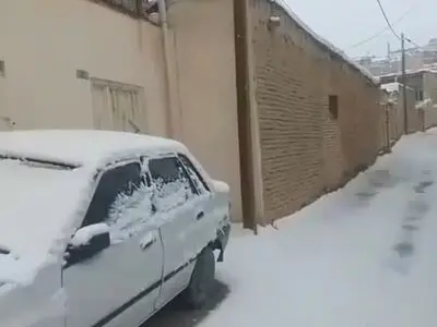 بارش برف در شهرضا + فیلم