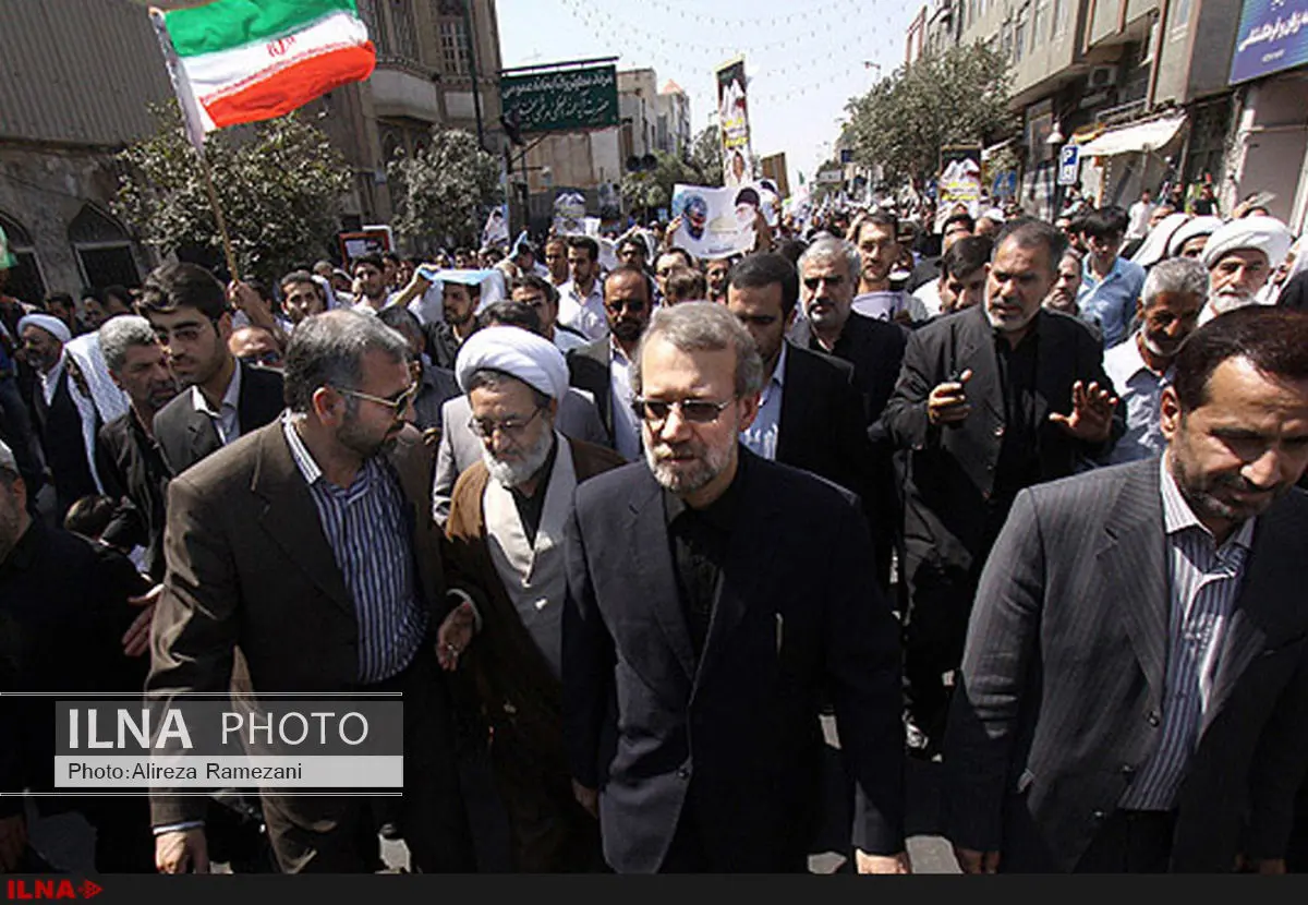 حضور رییس مجلس شورای اسلامی در راهپیمایی روز قدس