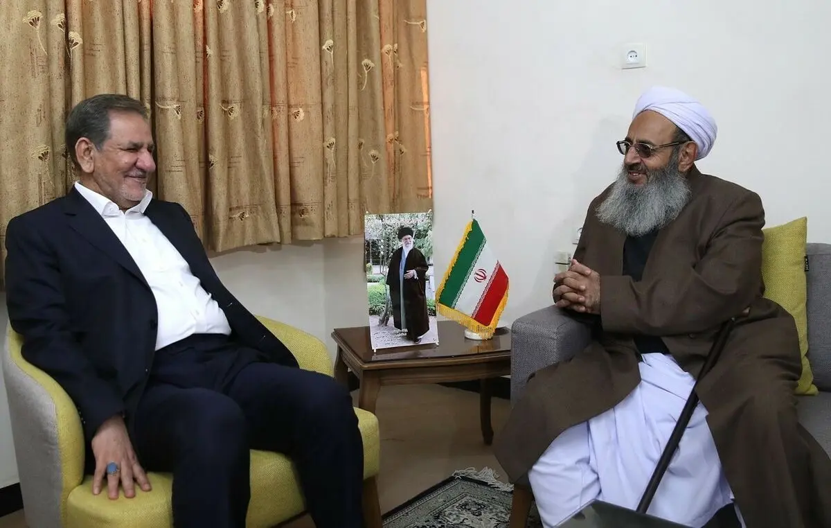دیدار اسحاق جهانگیری با مولوی عبدالحمید در زاهدان