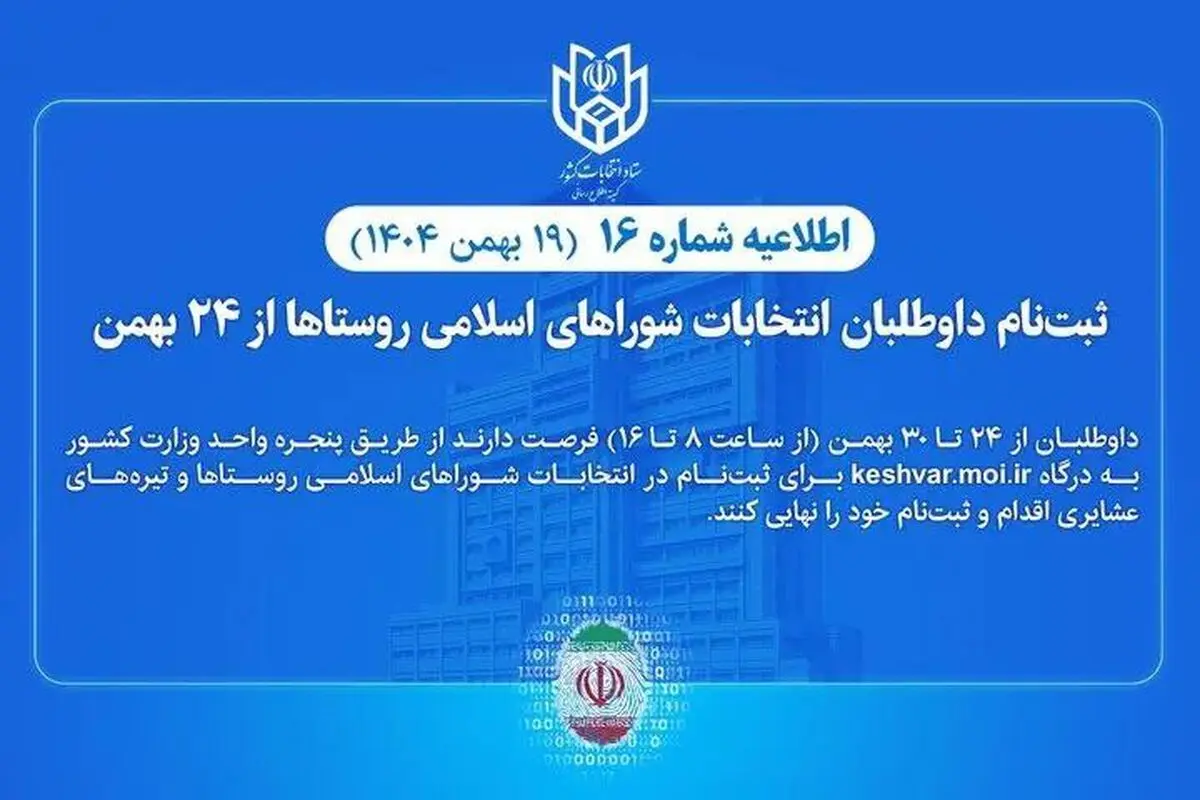 جزئیات ثبت‌نام داوطلبان انتخابات شوراهای اسلامی روستاها از ۲۴ بهمن